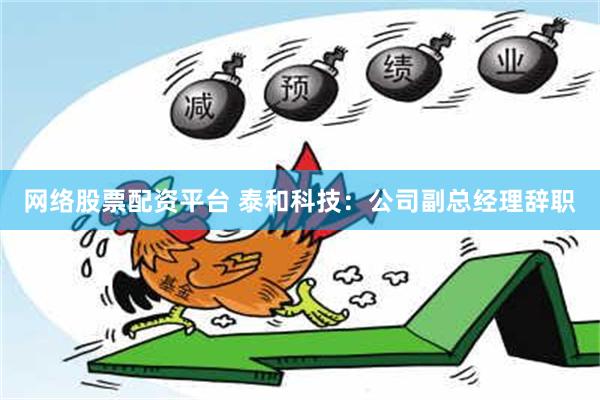 网络股票配资平台 泰和科技：公司副总经理辞职