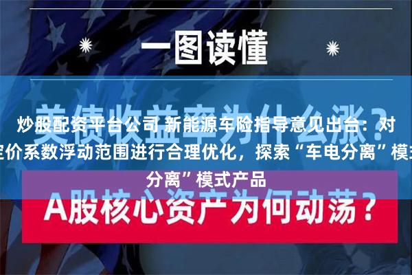 炒股配资平台公司 新能源车险指导意见出台：对自主定价系数浮动范围进行合理优化，探索“车电分离”模式产品